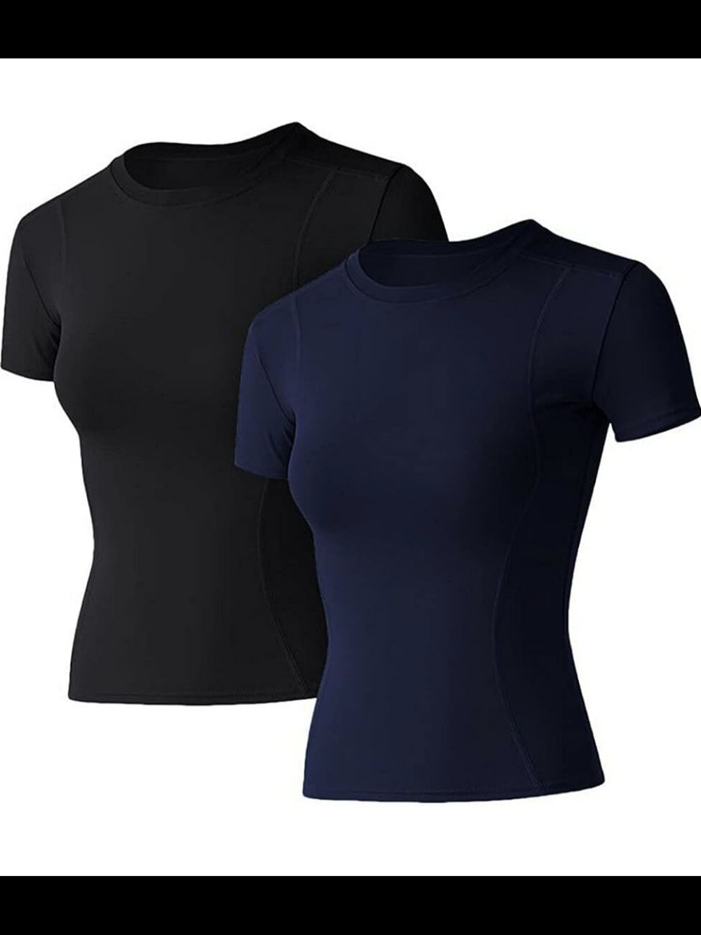 Women’s Crewneck Short-Sleeve Performance Tops - Black & Navy
